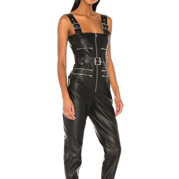 WeWoreWhat Moto Vegan Leather Jumpsuit Sizes XS NWT - Picture 5 of 15